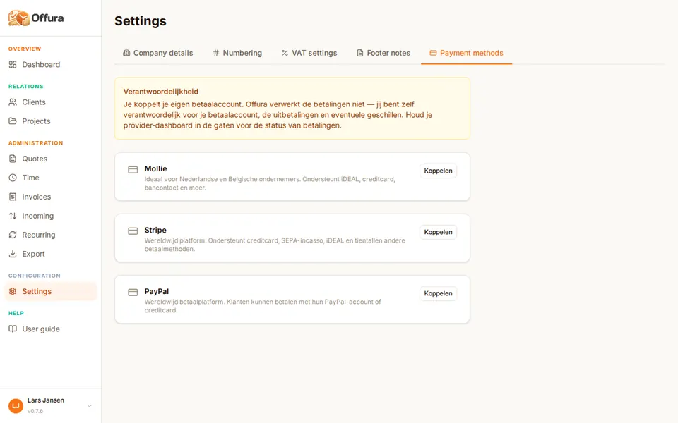 Payment integrations: Mollie, Stripe and PayPal